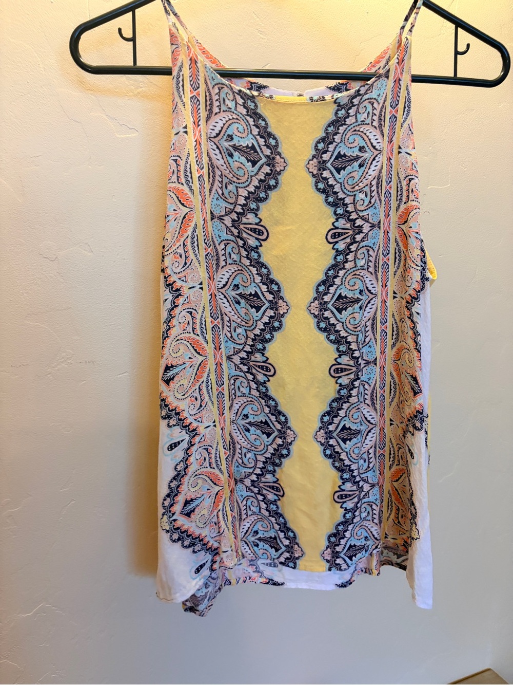 Paisley Print Yellow Panel Tank Top